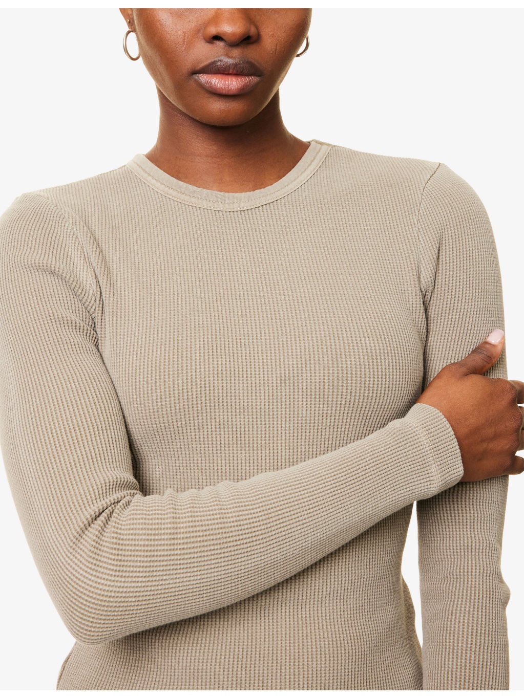 Pilar Long-Sleeve Waffle-Knit Cotton Top - 5