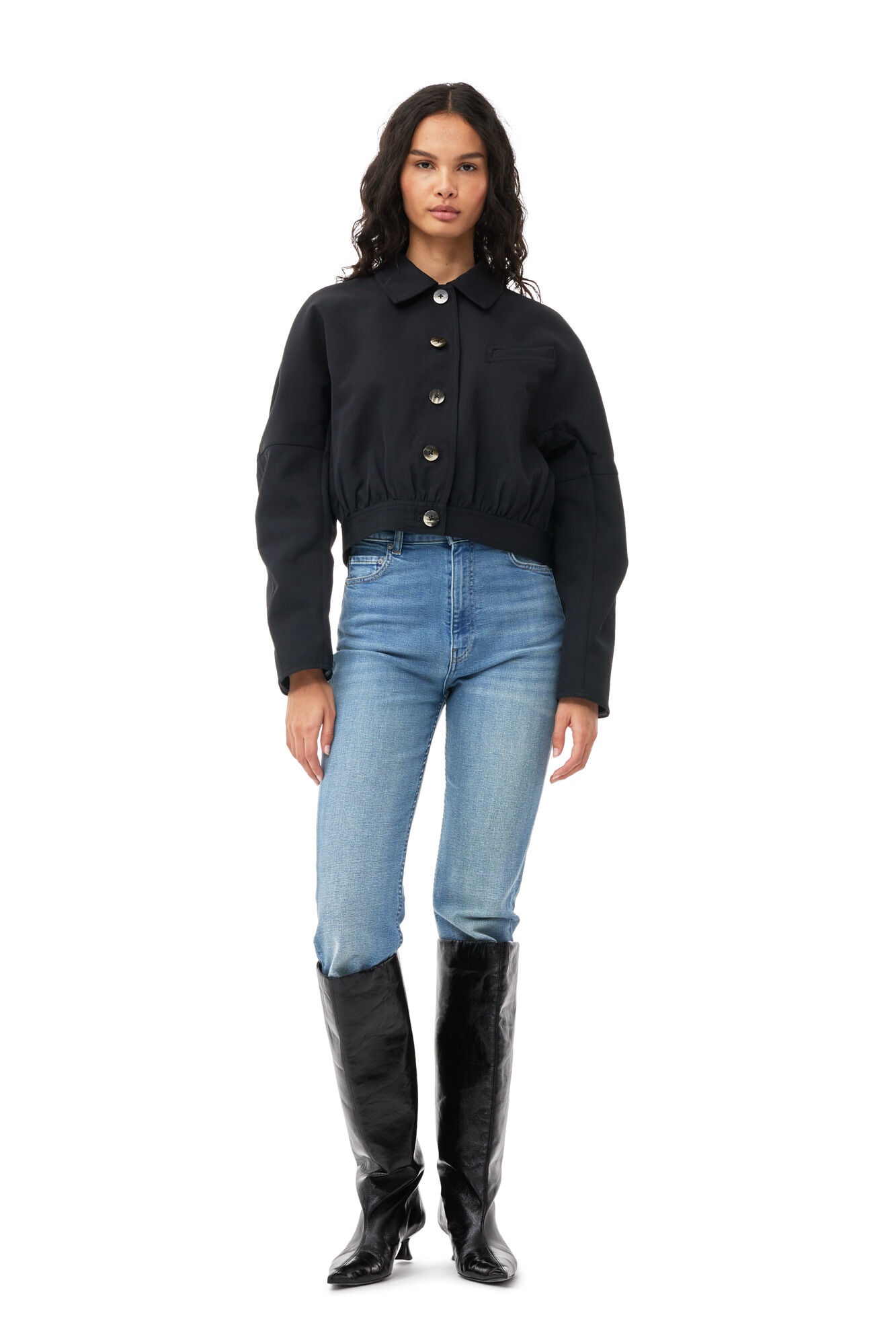 BLACK HEAVY TWILL SHORT JACKET - 3