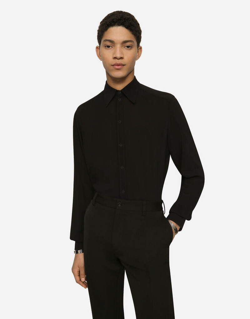 Martini-fit stretch charmeuse shirt 4