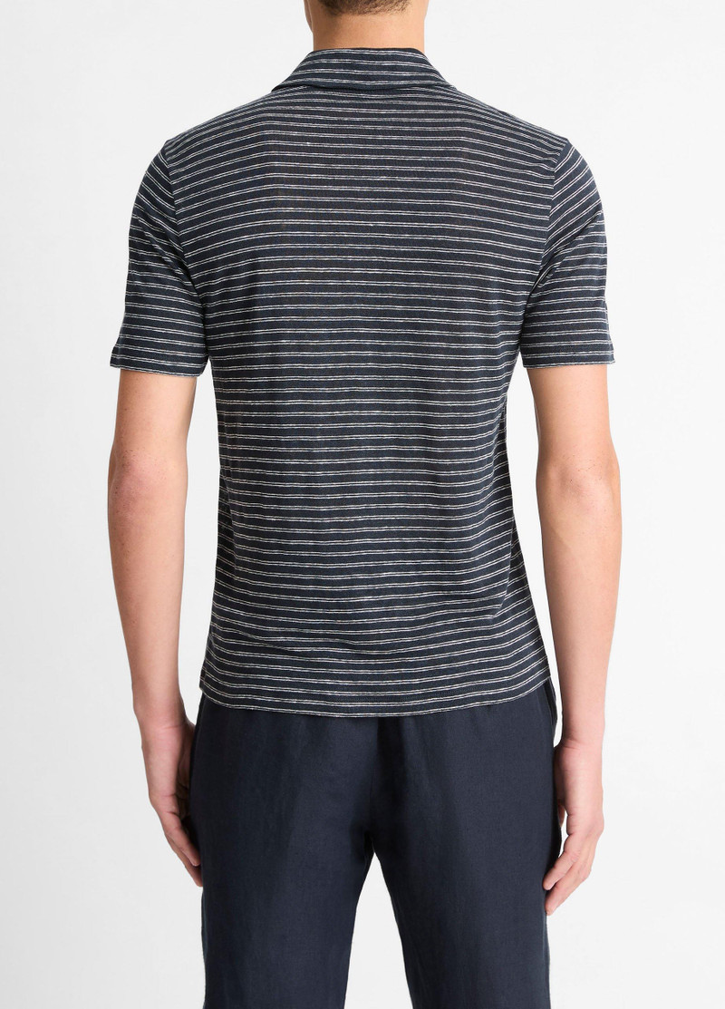 Vince Striped Linen Jersey Polo Shirt outlook