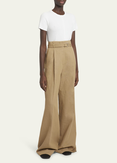 Proenza Schouler Dana Belted Cotton-Blend Suiting Puddle Pants outlook