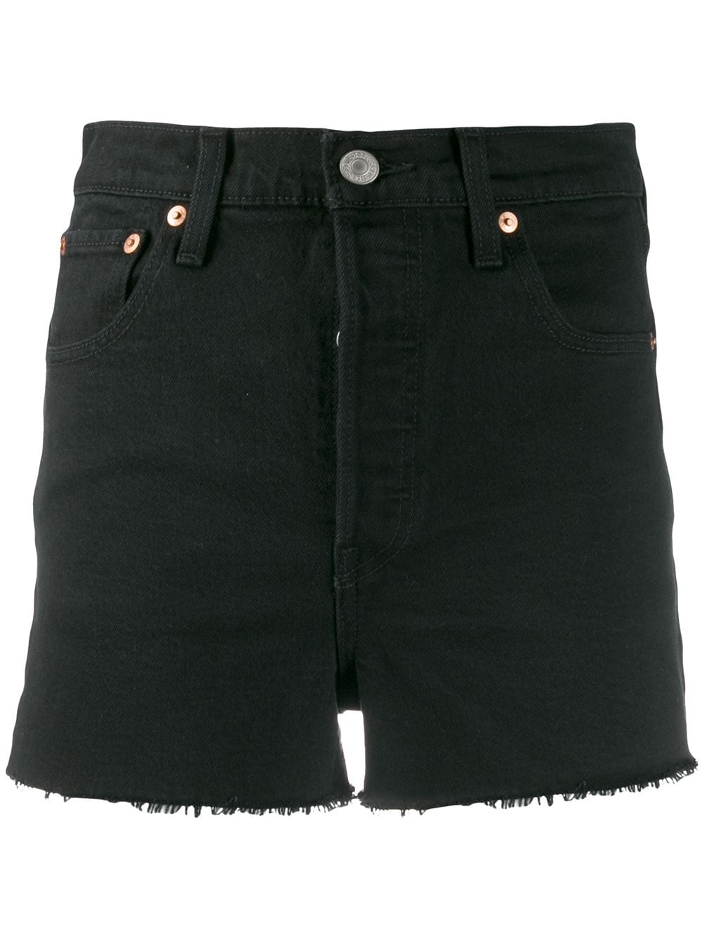 frayed denim shorts - 1