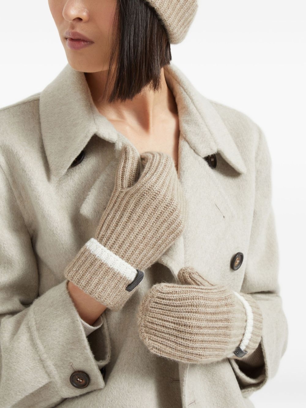 ribbed-knit gloves - 3