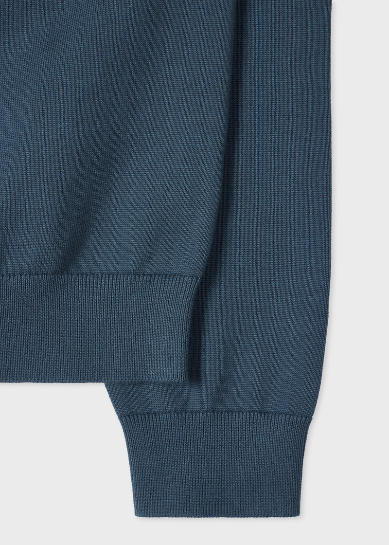 Paul Smith Teal 'Sports Stripe' Quarter Zip Sweater outlook