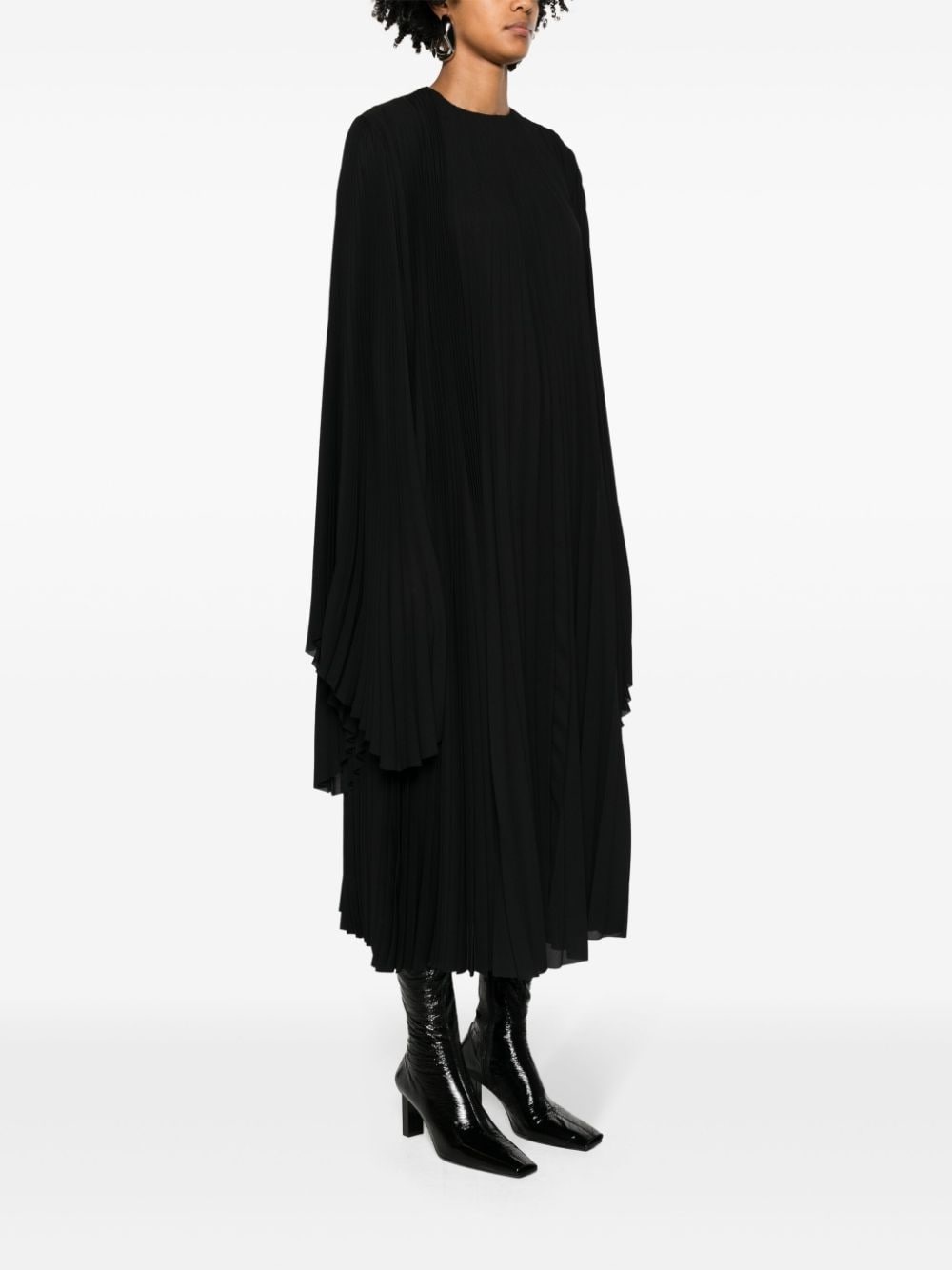 pleated wide-sleeve maxi dress - 3