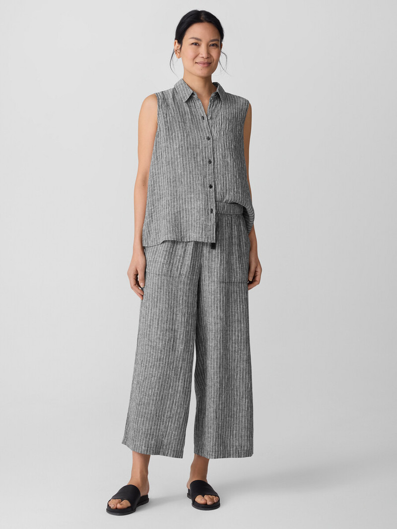 EILEEN FISHER Puckered Organic Linen Wide-Leg Pant outlook