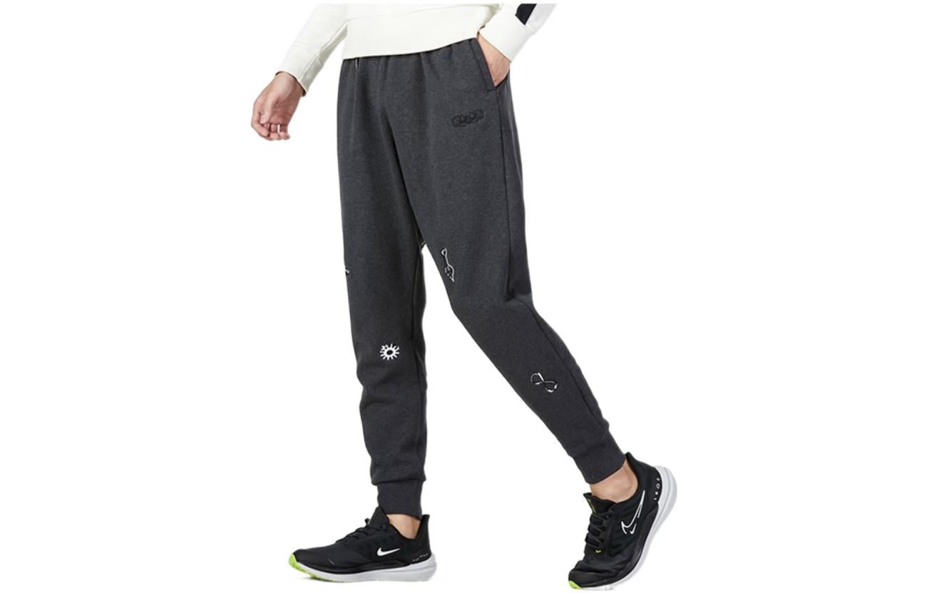 Nike Solid Color Pattern Elastic Waistband Bundle Feet Sports Pants Men's Dark Grey DQ6146-032 - 3