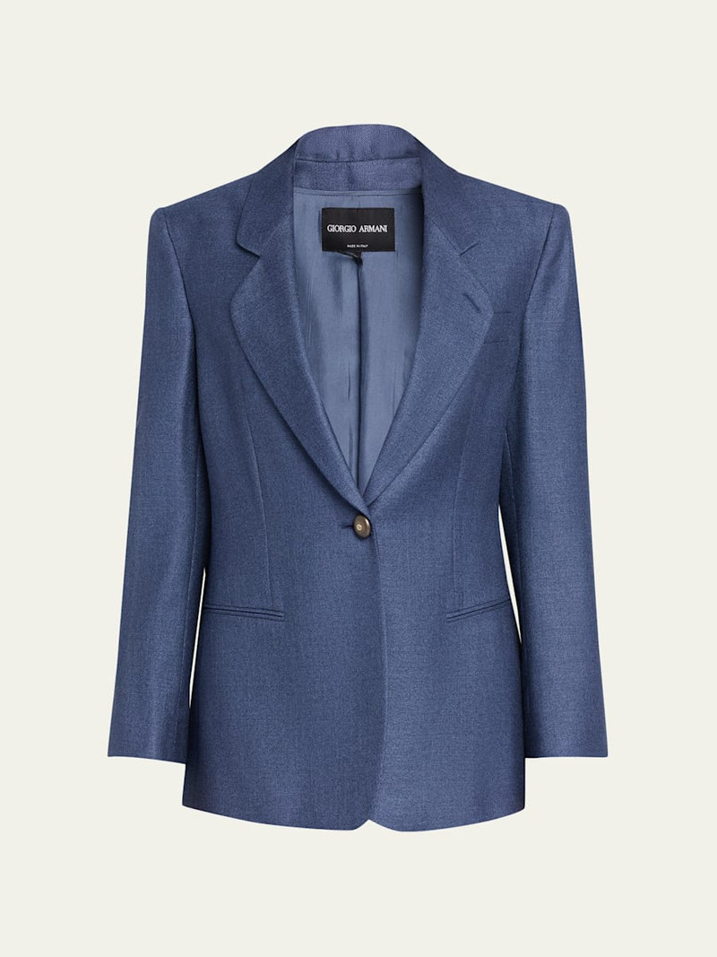 Single-Breasted Silk Blazer Jacket 1