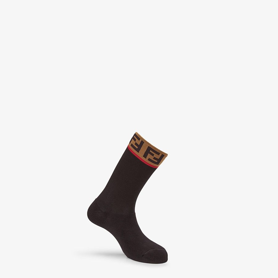 Black stretch cotton socks - 1