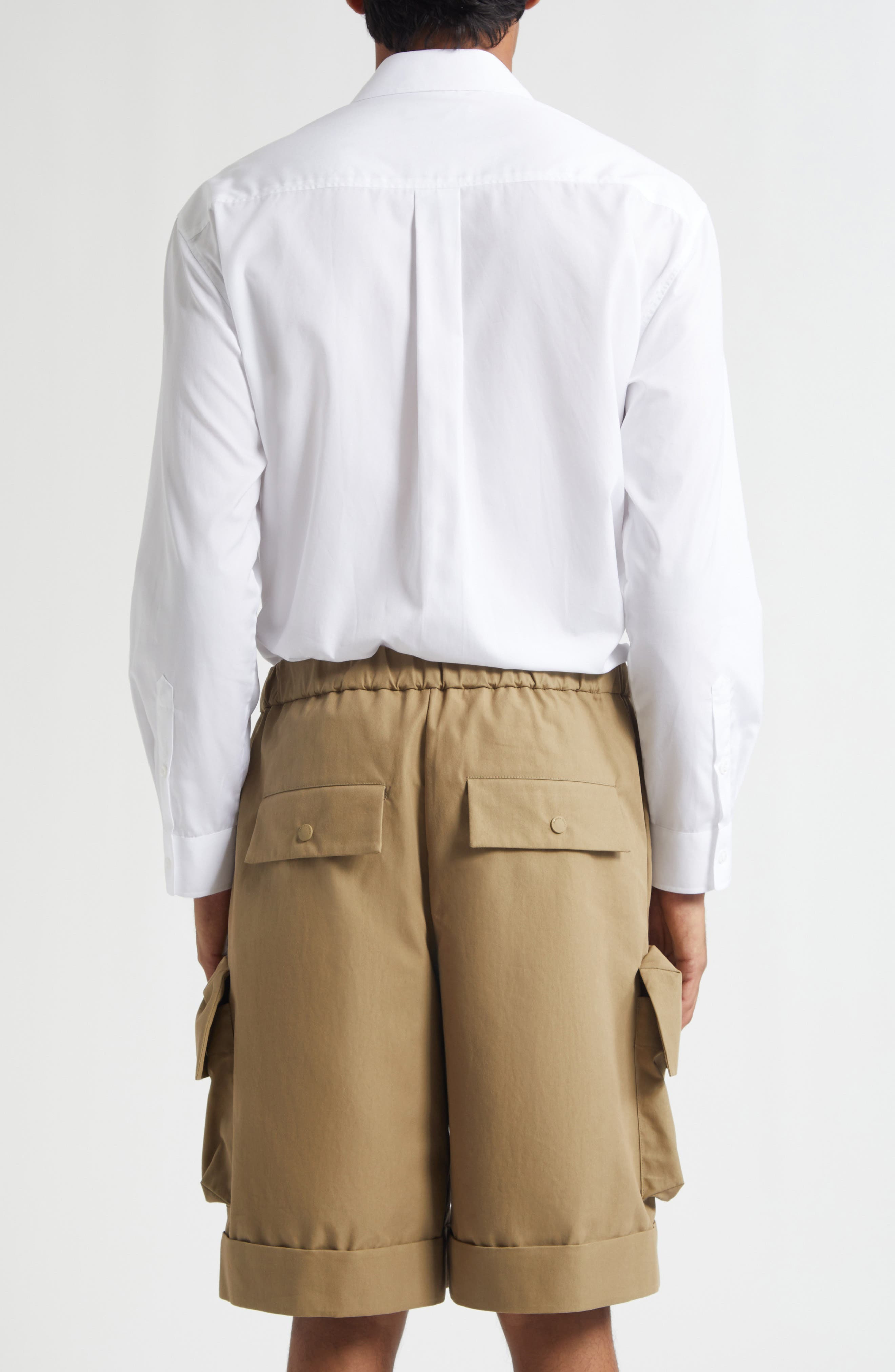 Simone Rocha Embellished Hare Classic Fit Cotton Button-Up Shirt in White/Pearl/Clear at Nordstrom - 3