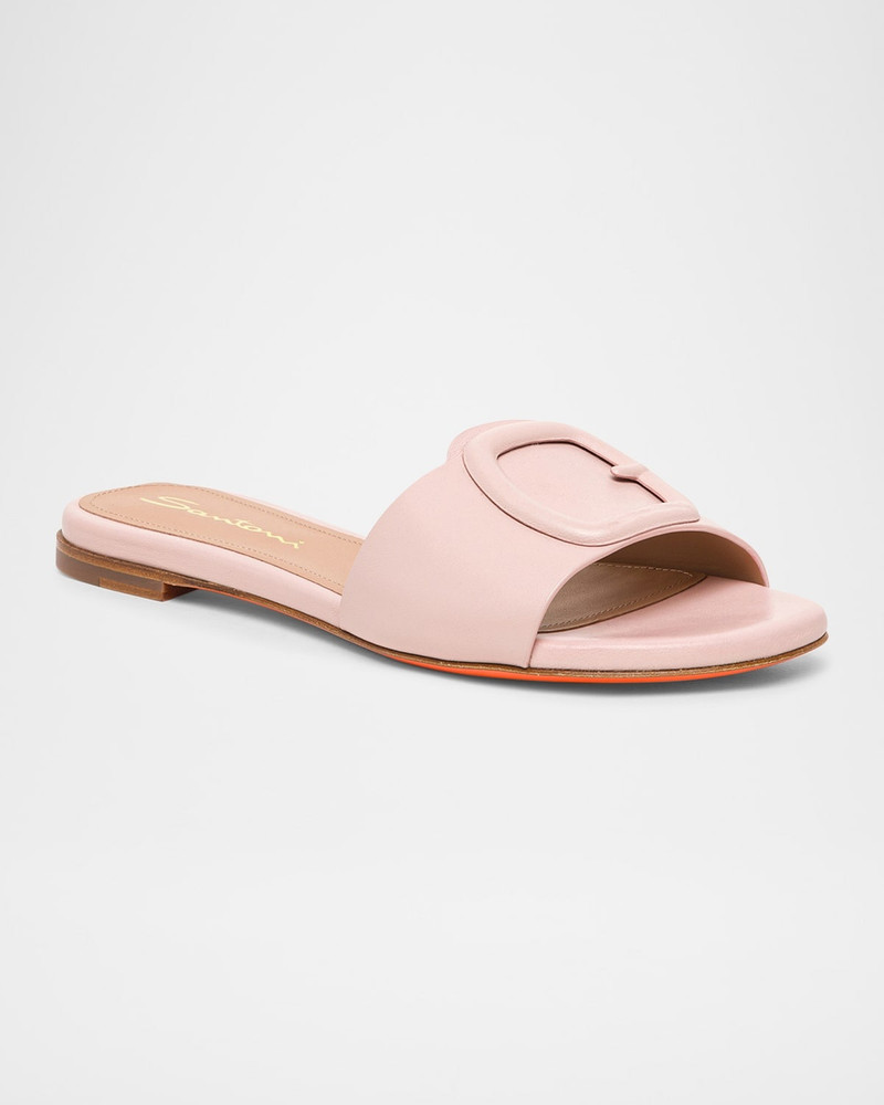 Santoni Marta Leather Buckle Flat Sandals outlook