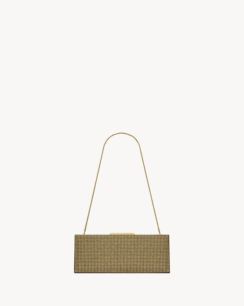 SAINT LAURENT MIDNIGHT SMALL CLUTCH IN SILK SATIN AND CRYSTALS outlook