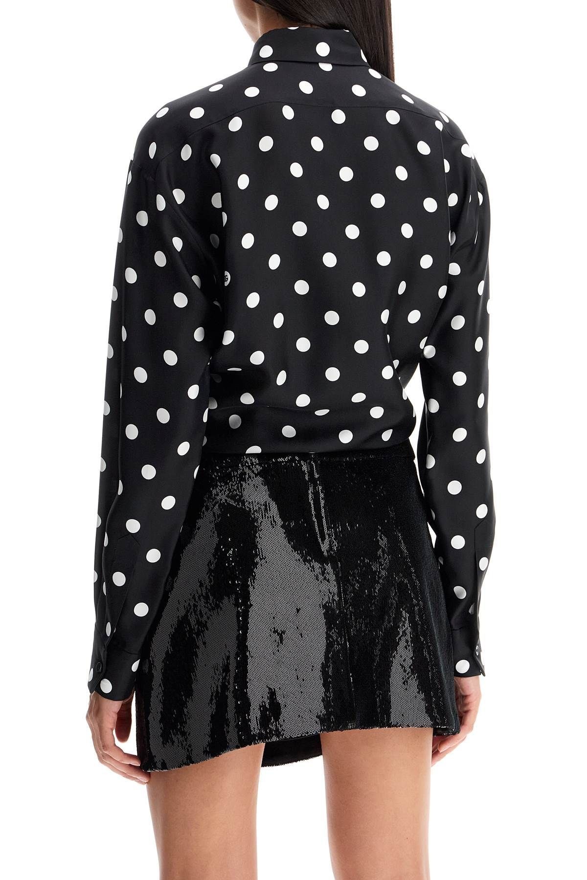 SILK POLKA DOT PRINT BLOUSE - 4