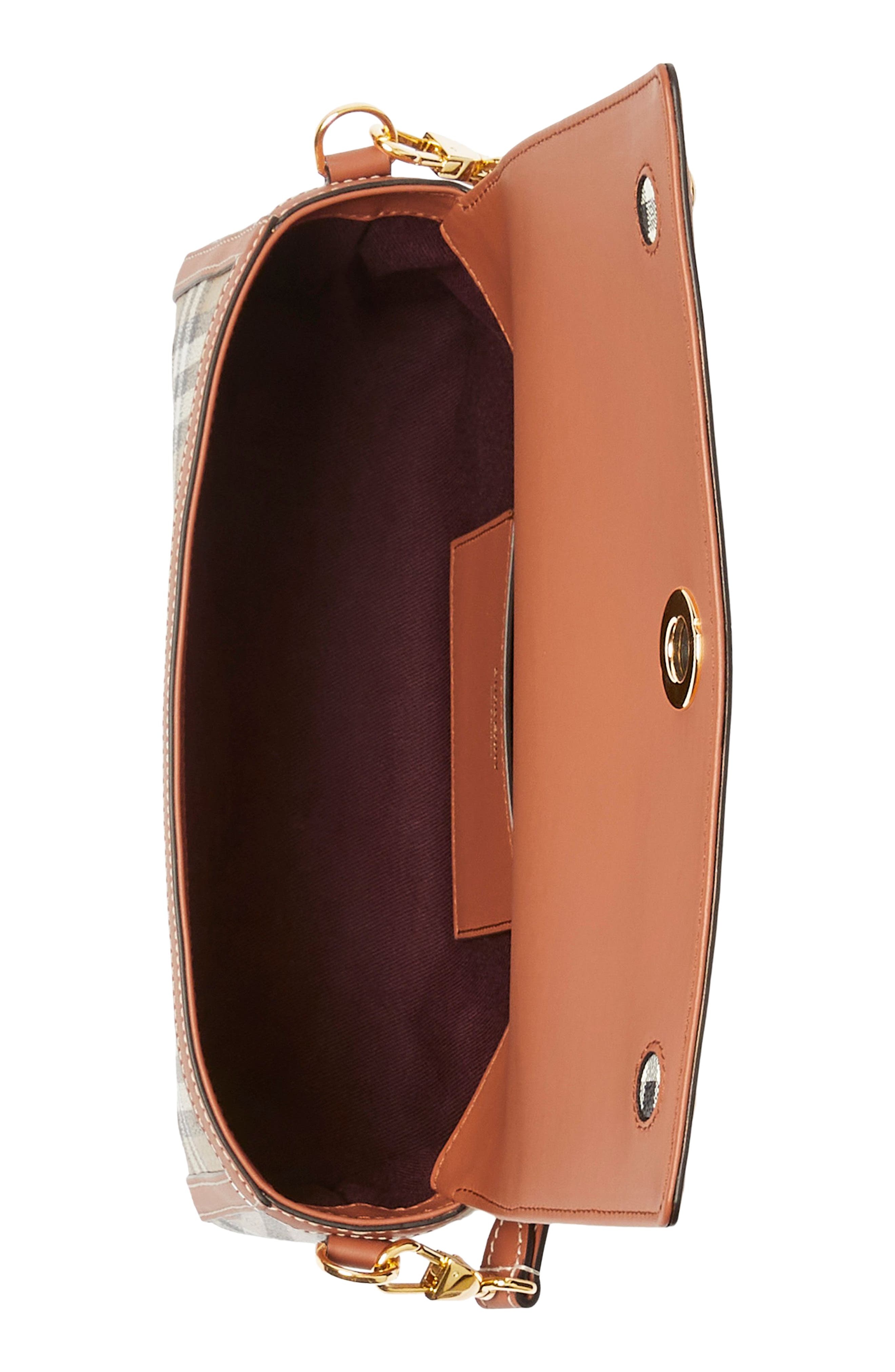 Small Note Check & Leather Crossbody Bag - 4
