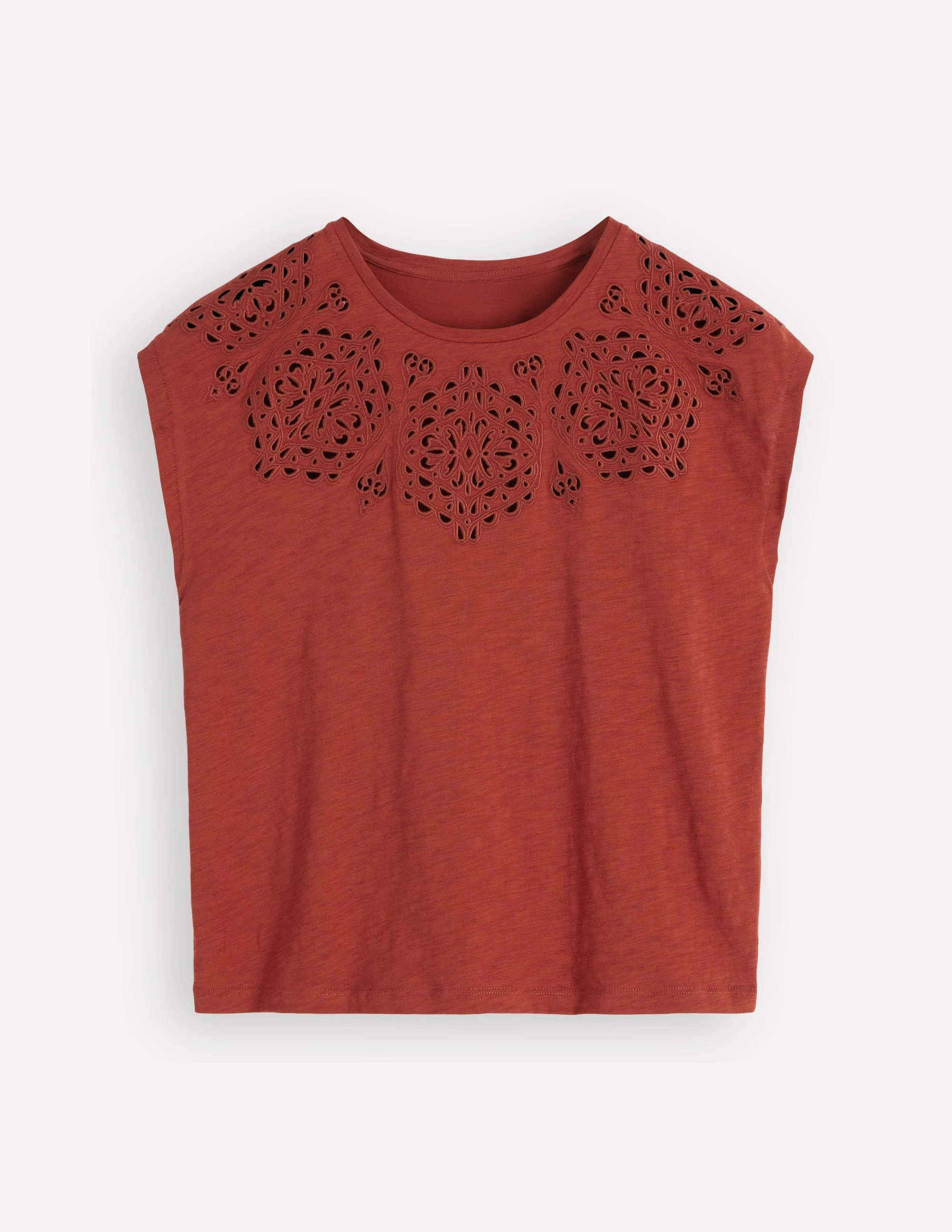 Willow Broderie T-shirt-Burnt Orange - 1