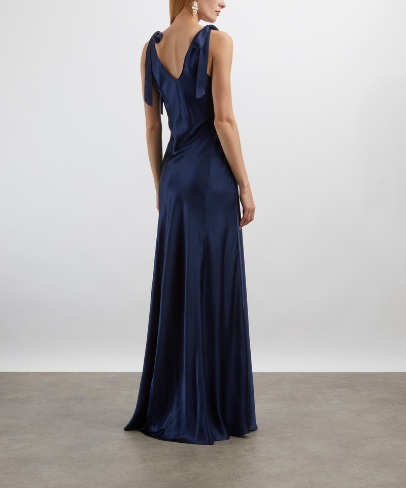 Pernille Navy Silk Maxi Dress 4
