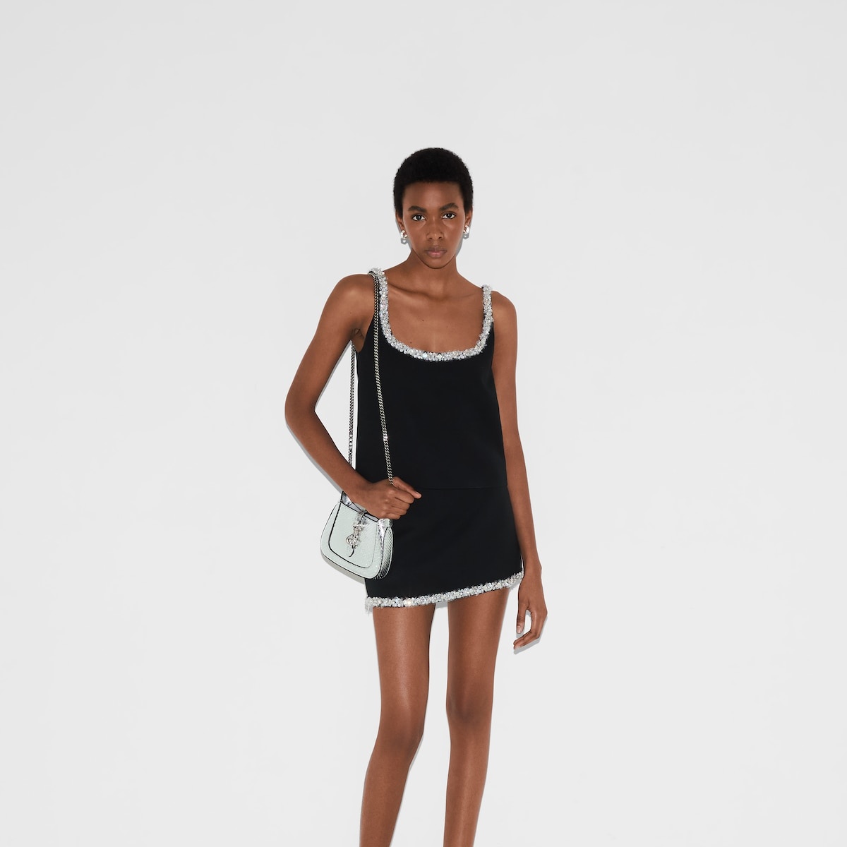 Embroidered wool silk crêpe top - 6