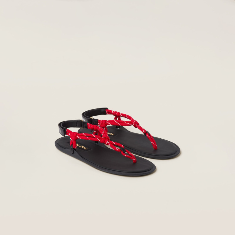 Riviere cord and leather sandals - 1