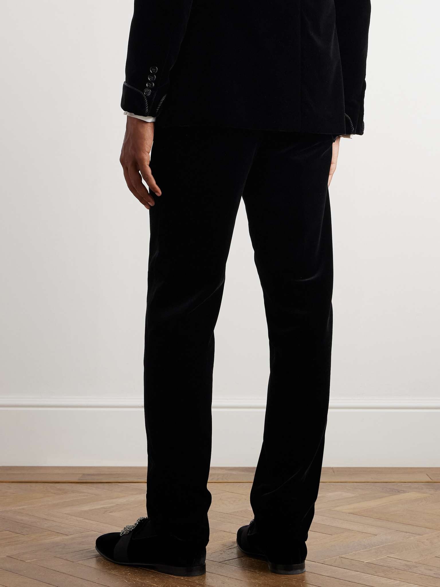 Gregory Straight-Leg Cotton-Velvet Tuxedo Trousers - 4