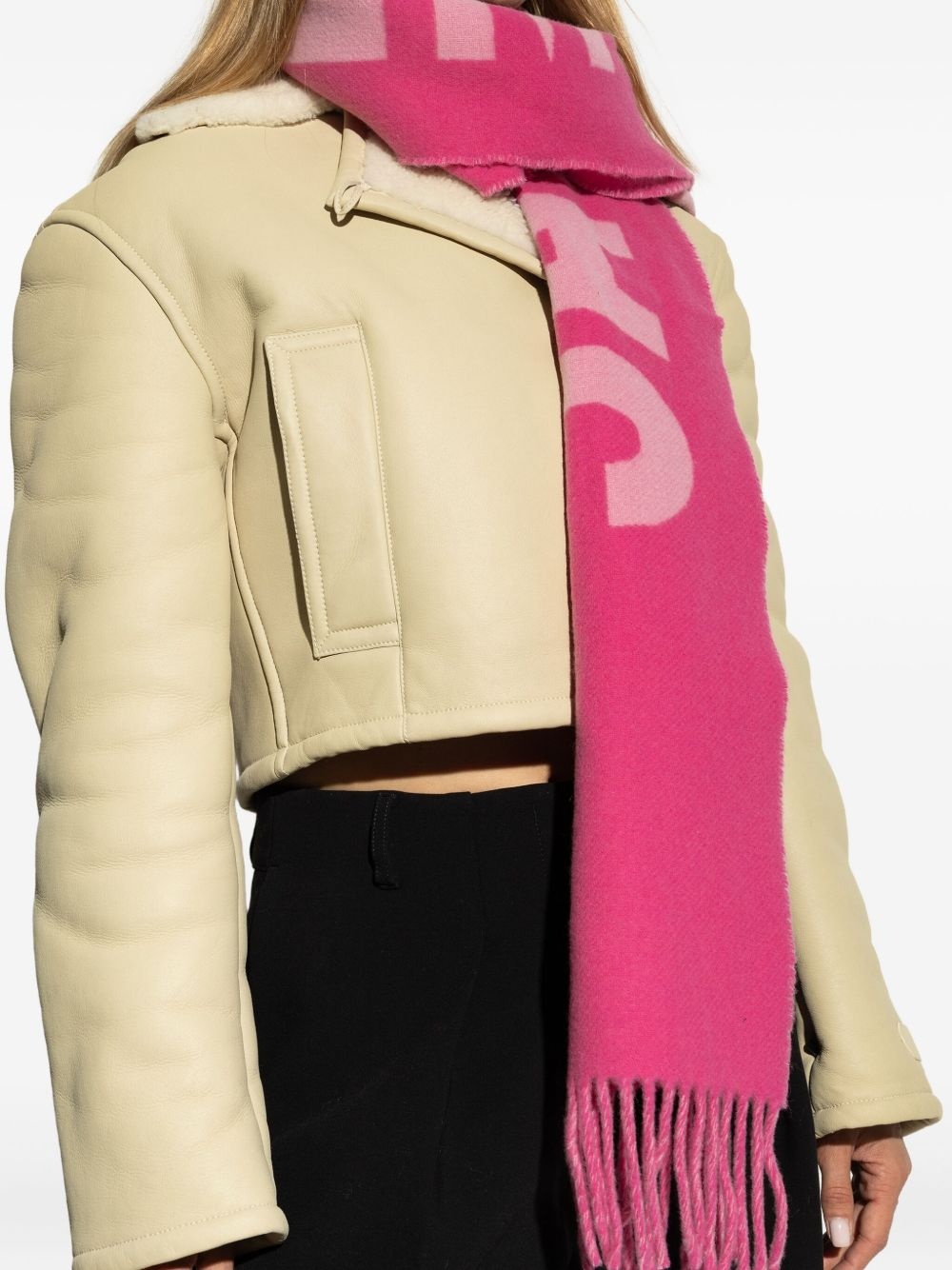 logo fringed scarf - 4