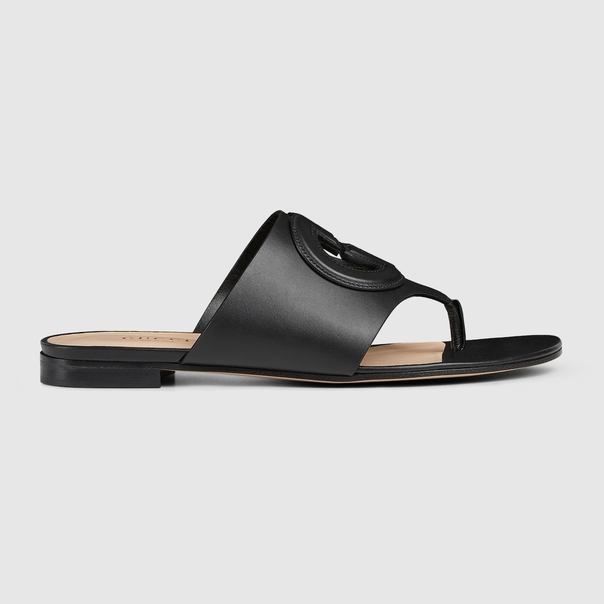 【GUCCI 】Interlocking G Cut-Out Flip-Flop Sandals BLACK GUCCI Women's Interlocking G cut-out sandal | REVERSIBLE