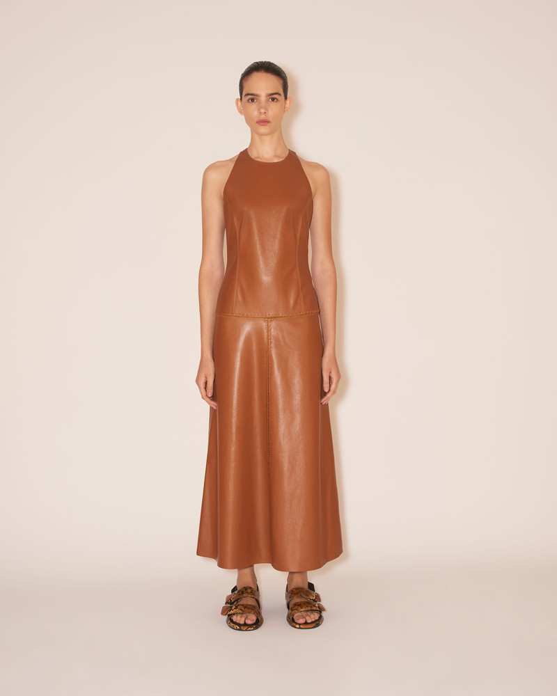 EVIA - OKOBOR™ alt-leather sleeveless dress - Tobacco 2