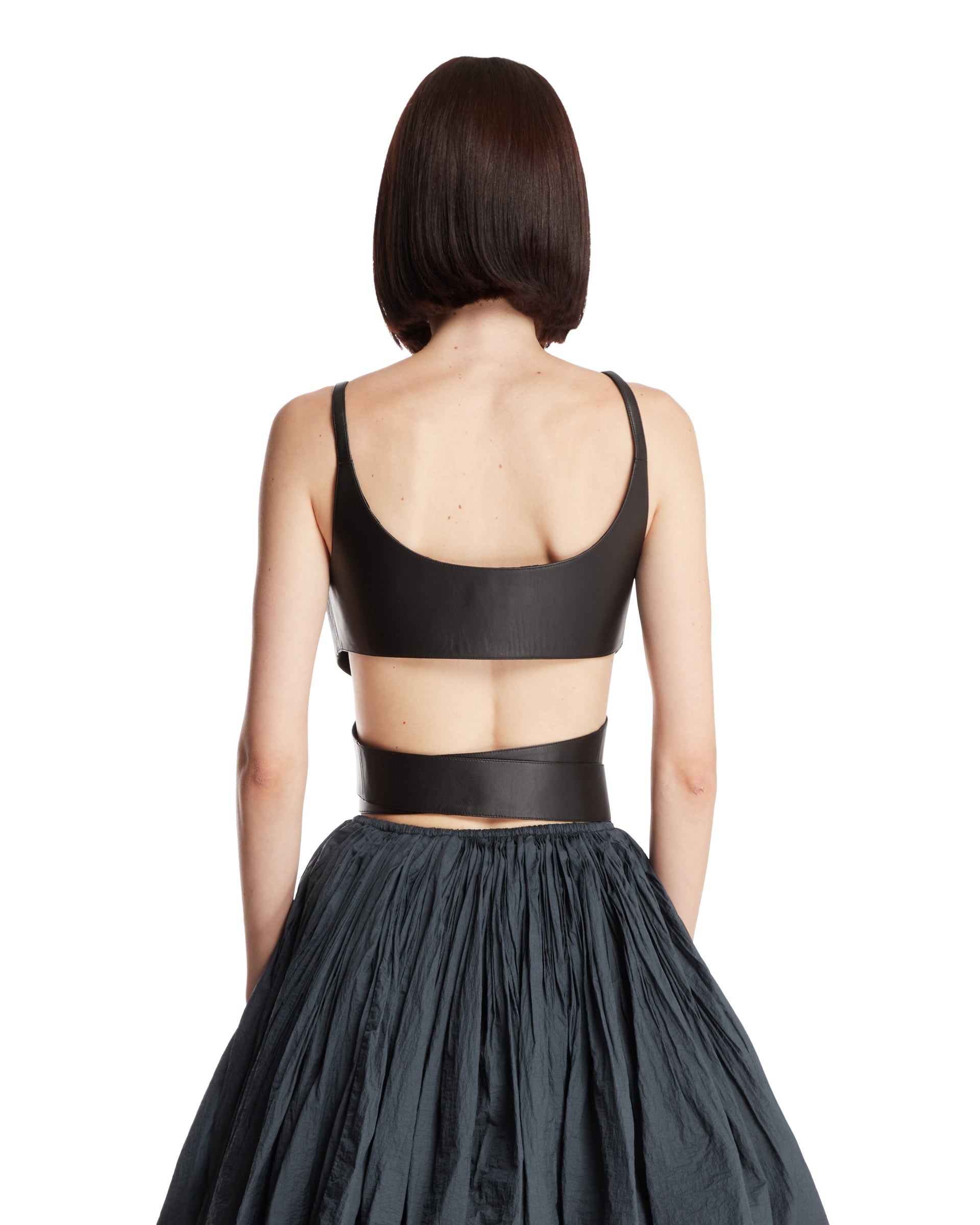 Black Leather Wrap Top - 3