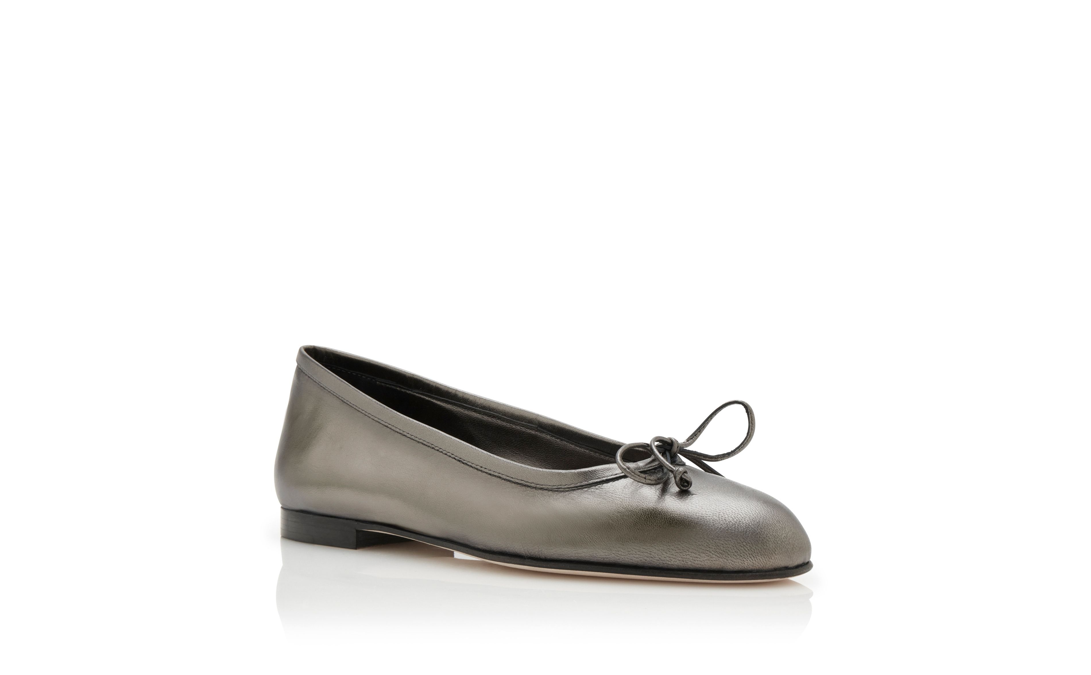Dark Grey Nappa Leather Ballerina Flats - 3