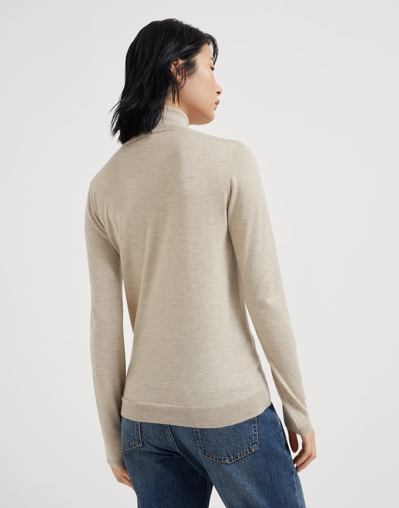Sparkling cashmere and silk lightweight turtleneck sweater - 2