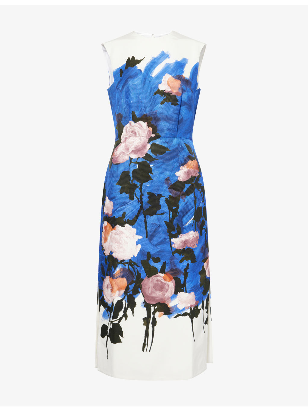 Floral Sleeveless Cotton-Blend Midi Dress - 1