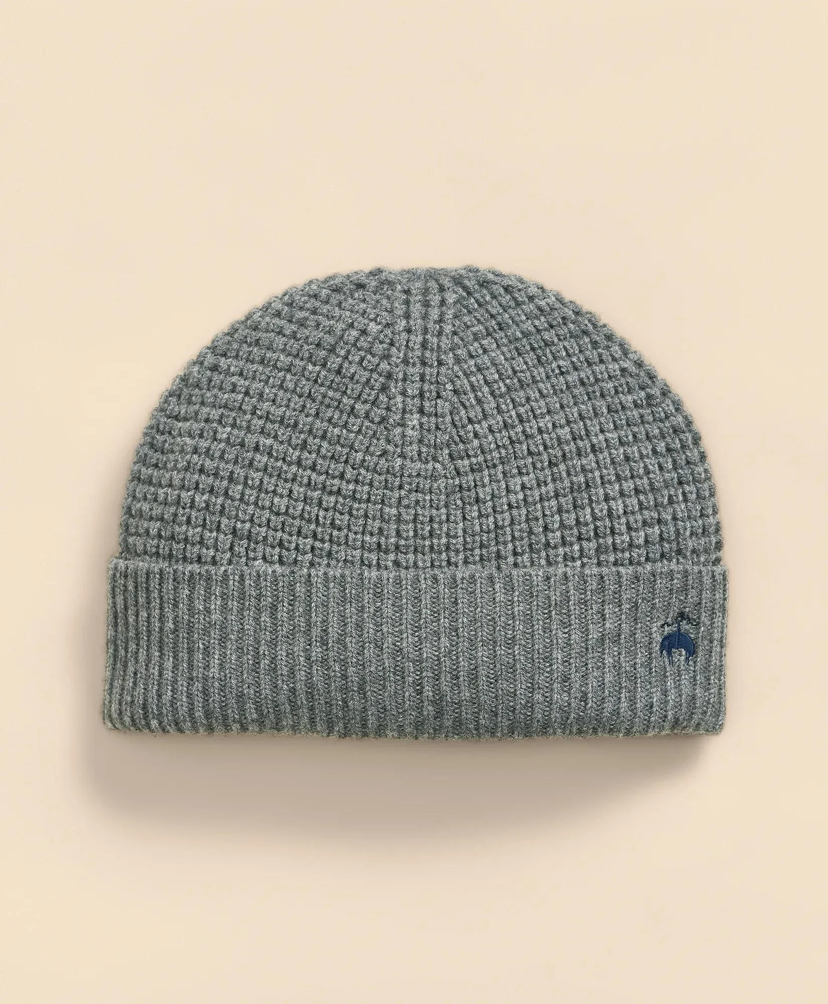 Wool Cashmere Waffle Knit Beanie Hat - 1