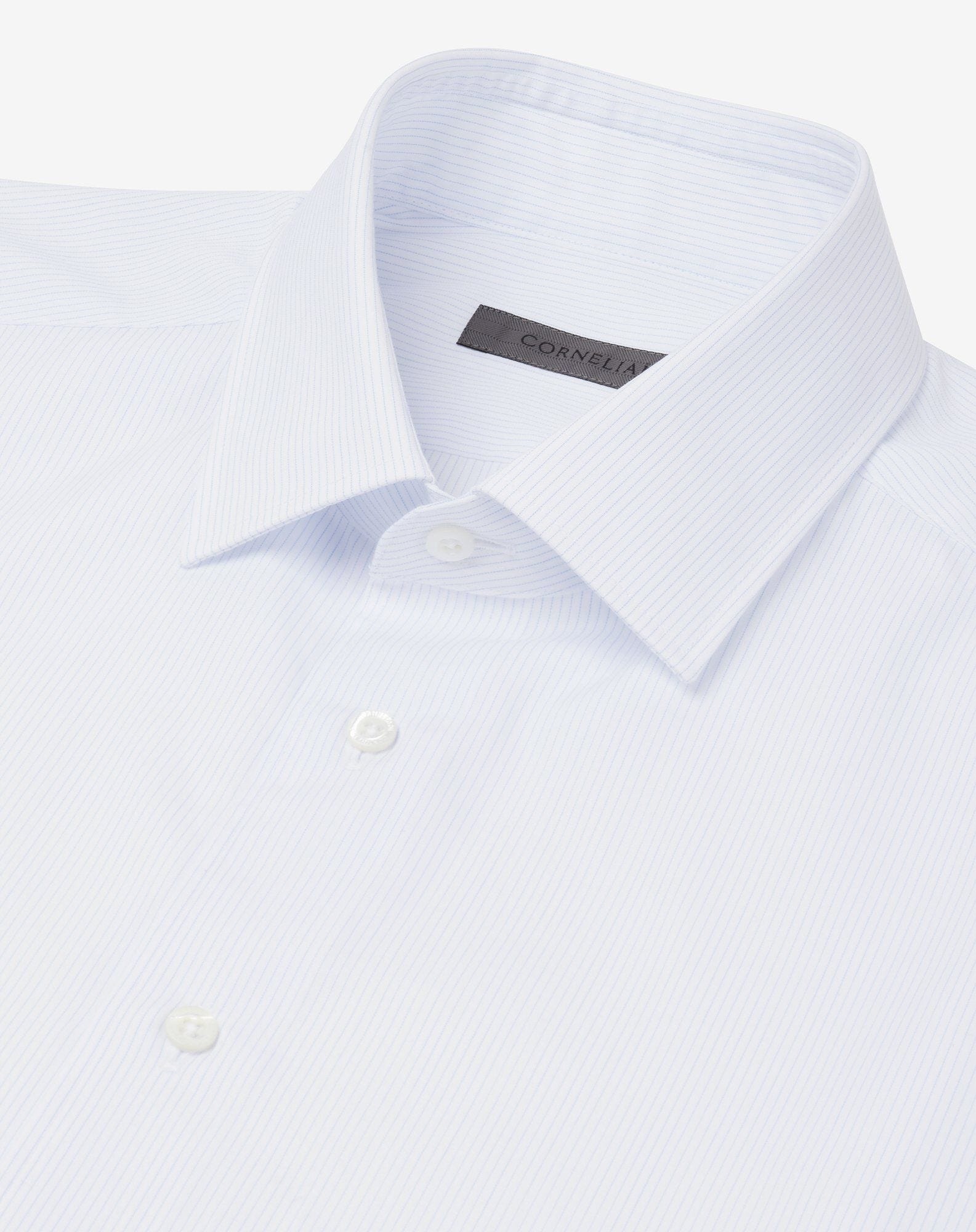 Cotton shirt with light blue/white stripes - 4