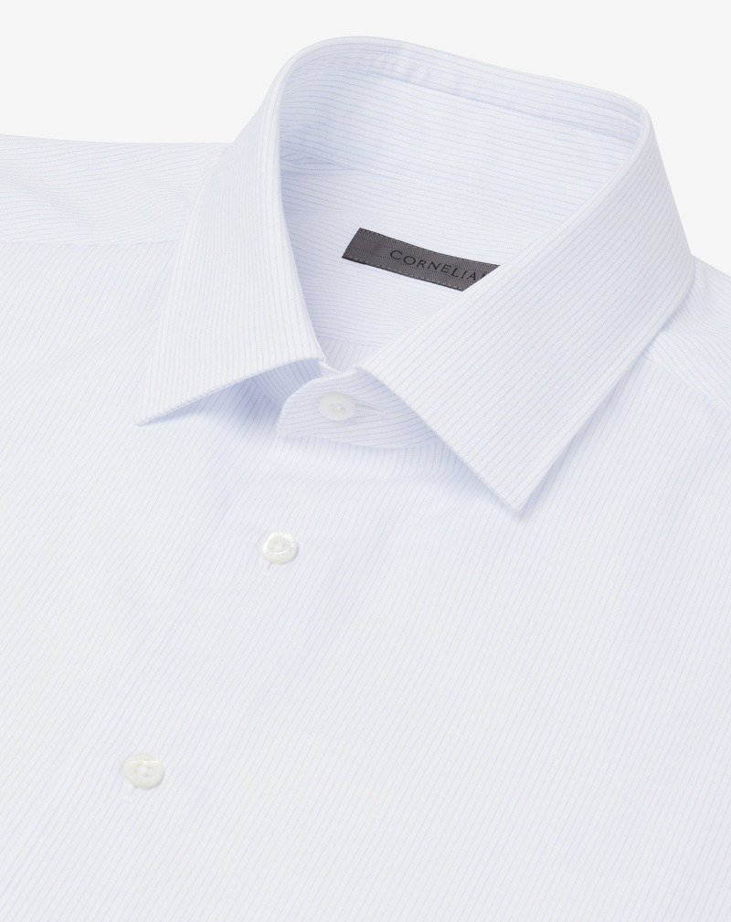 Cotton shirt with light blue/white stripes 4