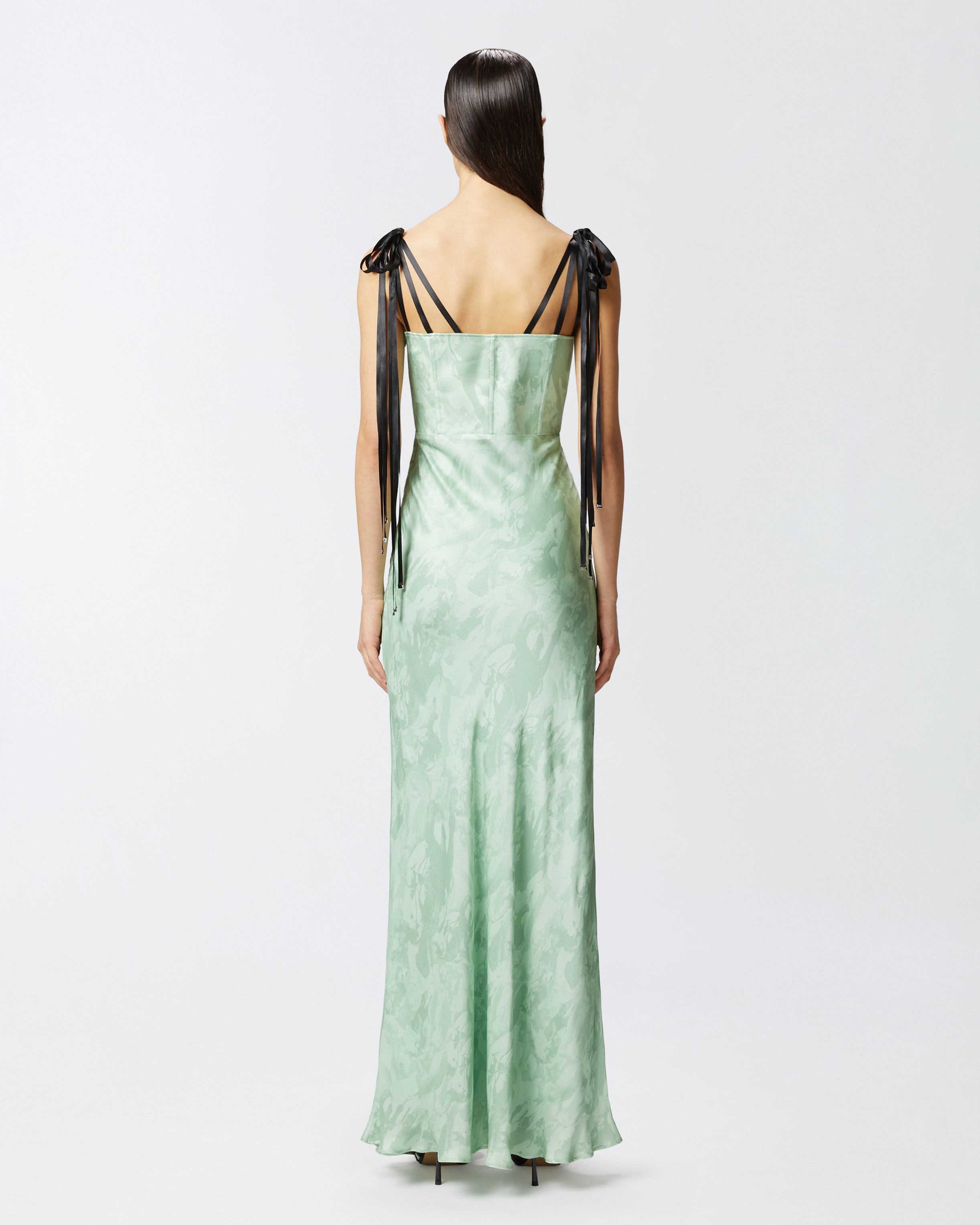 REIMAGINE BY PINKO X PATRICK MCDOWELL LONG SATIN DRESS WITH HORSE PRINT - 4
