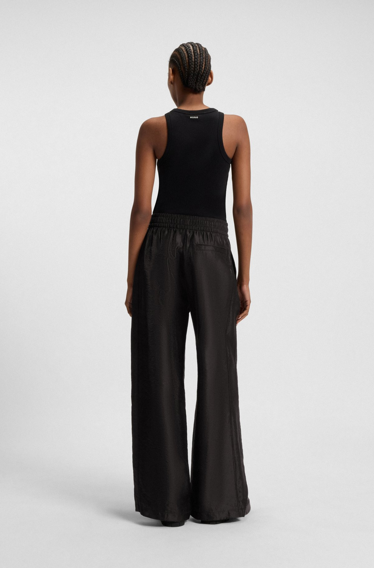 WIDE-LEG RELAXED-FIT TROUSERS WITH DRAWCORD WAIST - 4