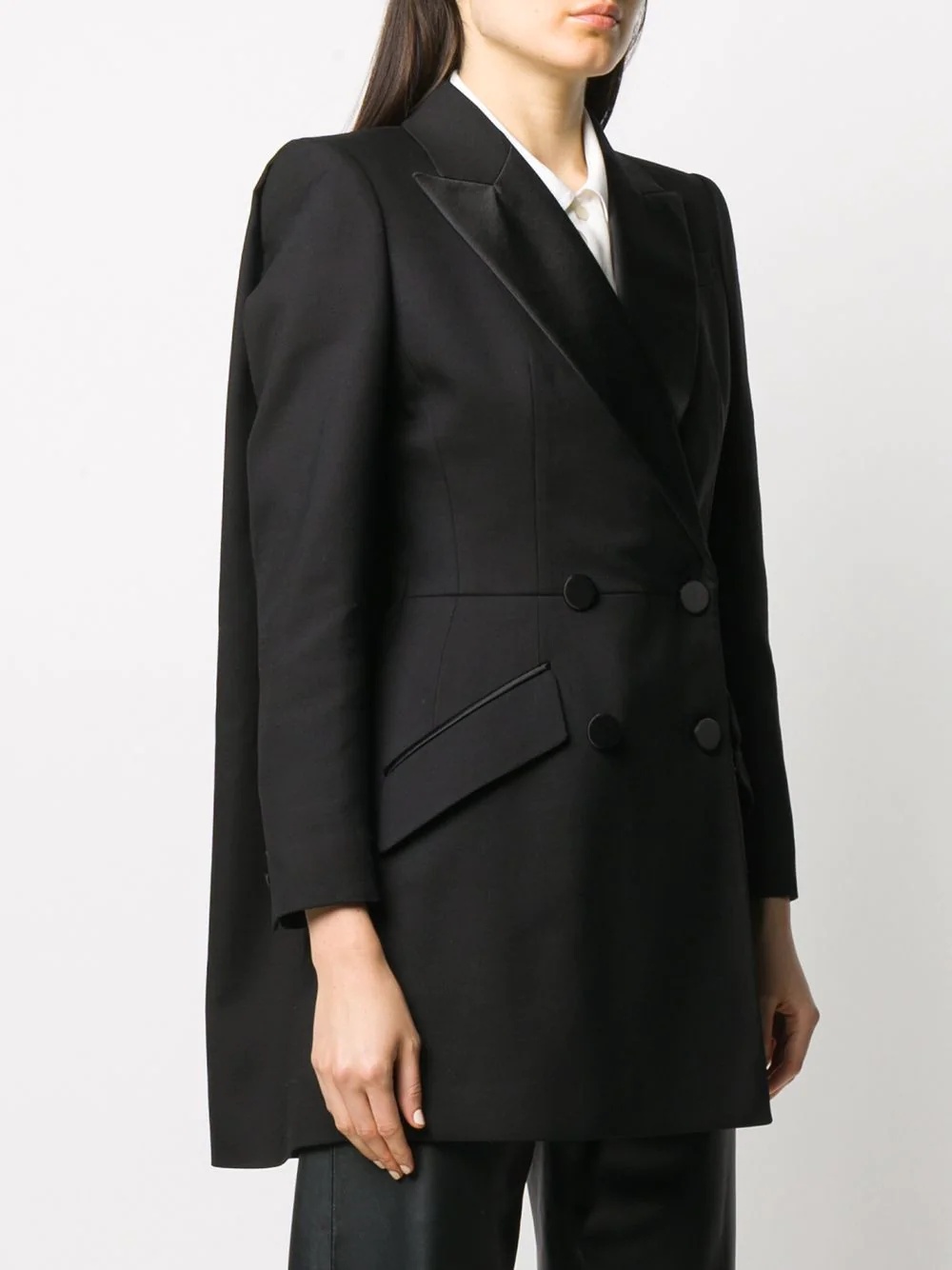 double-breasted tailored cape coat - 3