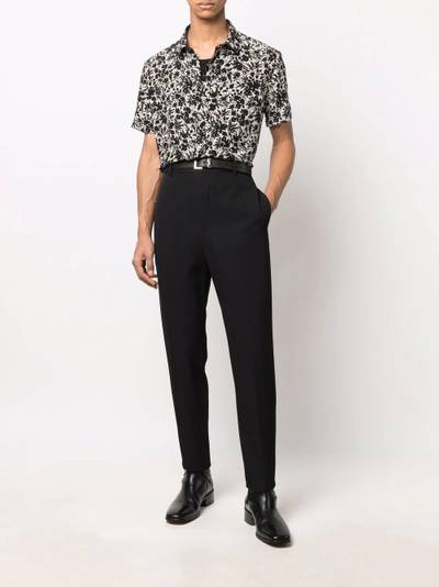 SAINT LAURENT floral short-sleeved silk shirt outlook