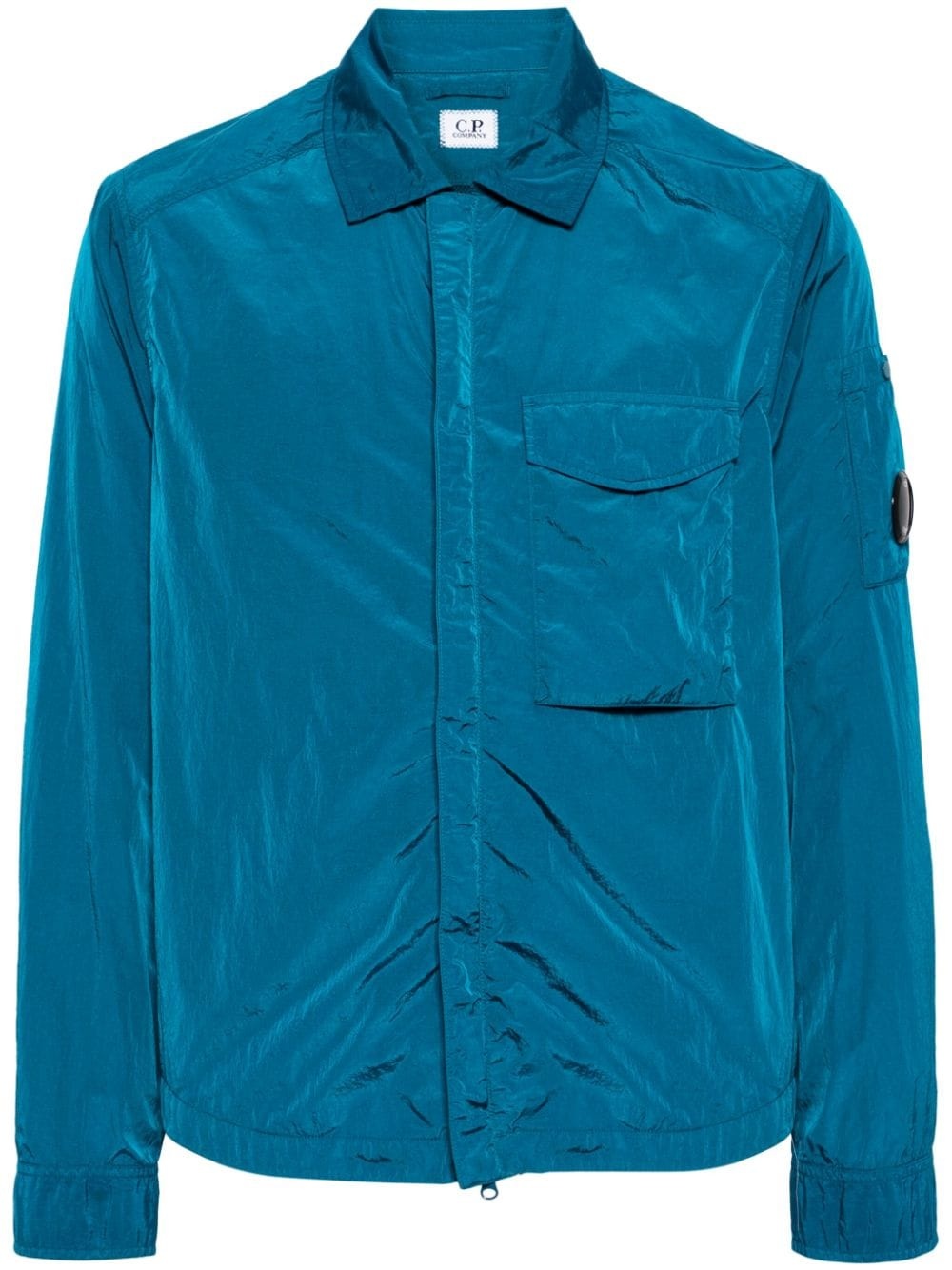 Lens-appliquÃ© zip-up shirt jacket - 1