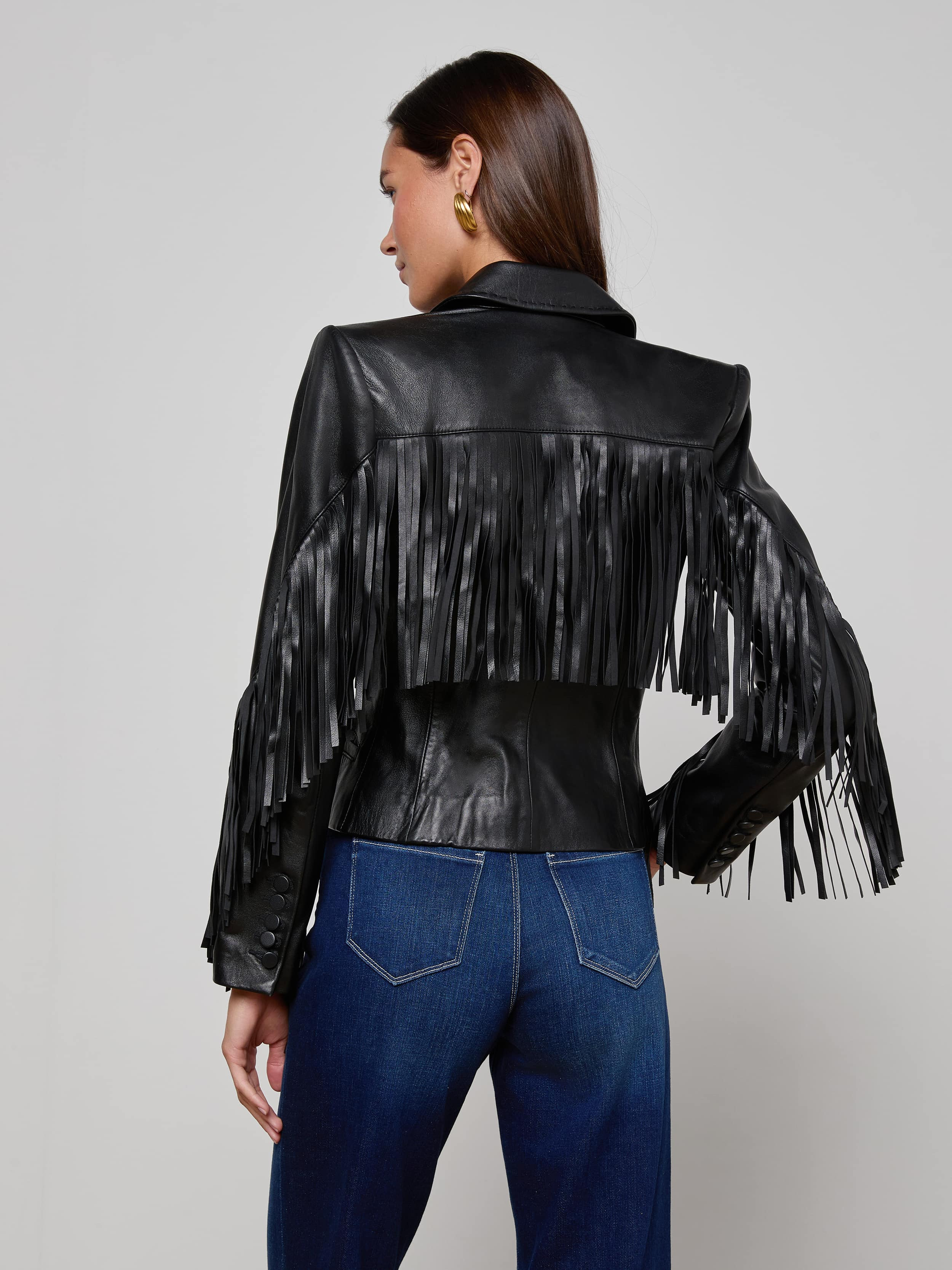 Vashti Fringed Leather Blazer - 5