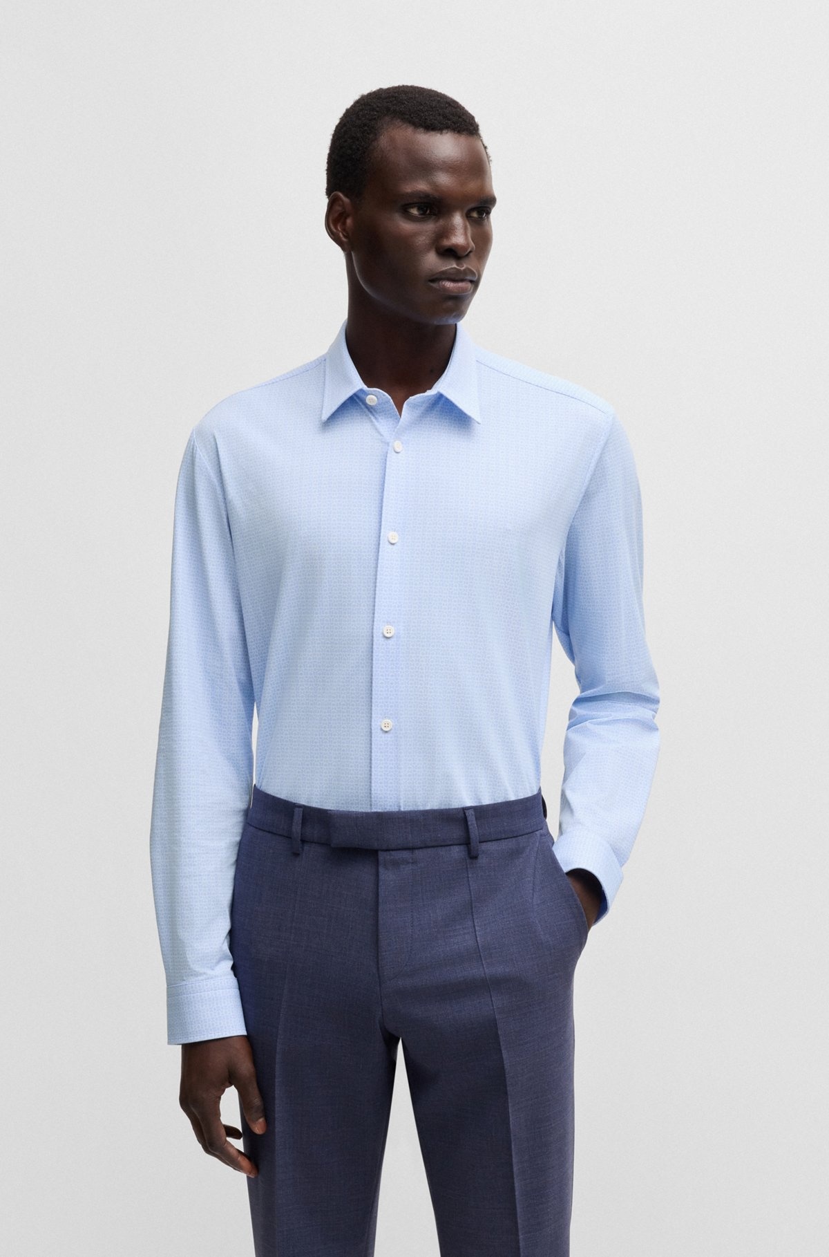 SLIM-FIT SHIRT IN PRINTED PERFORMANCE-STRETCH JERSEY - 2