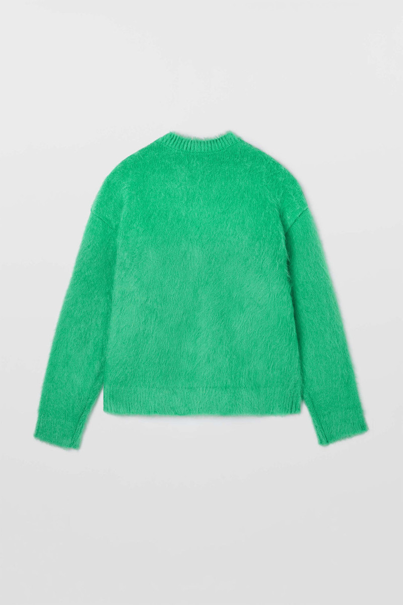 HAIRY KNIT ROUND NECK SWEATER / bright green 5
