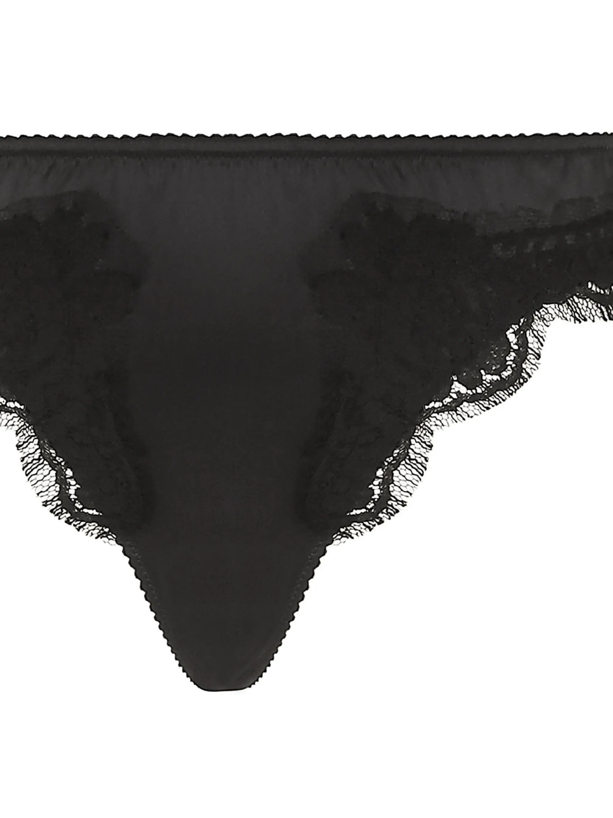 lace-trim satin thong - 3