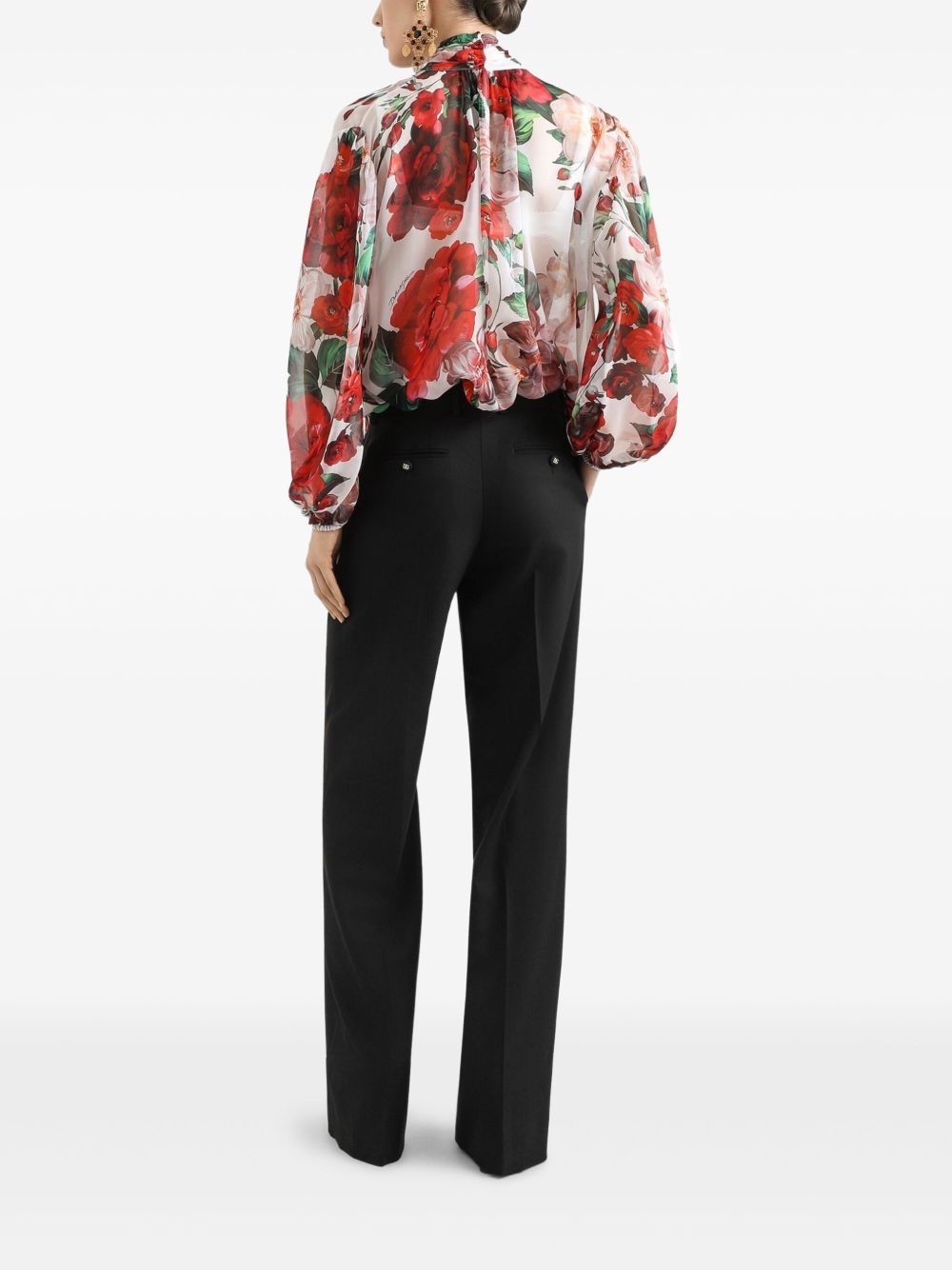 Rose-print chiffon blouse - 3