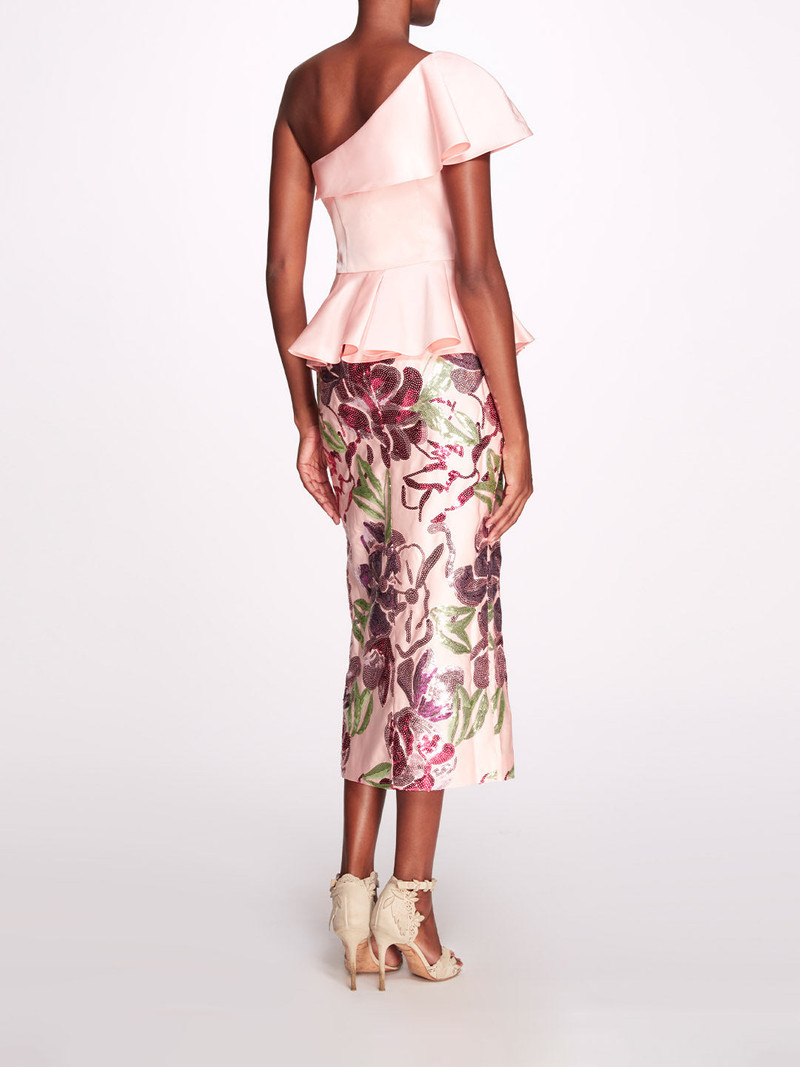 Marchesa DUCHESS DEGRADE MIDI DRESS outlook