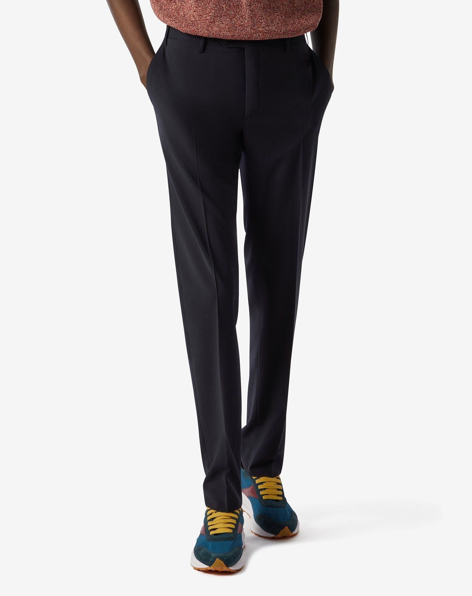 Navy blue 120's stretch wool trousers - 2