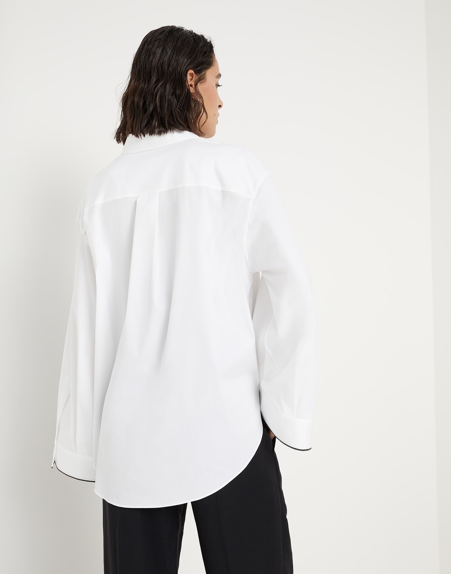 Brunello Cucinelli Stretch cotton poplin shirt with shiny cuff details outlook