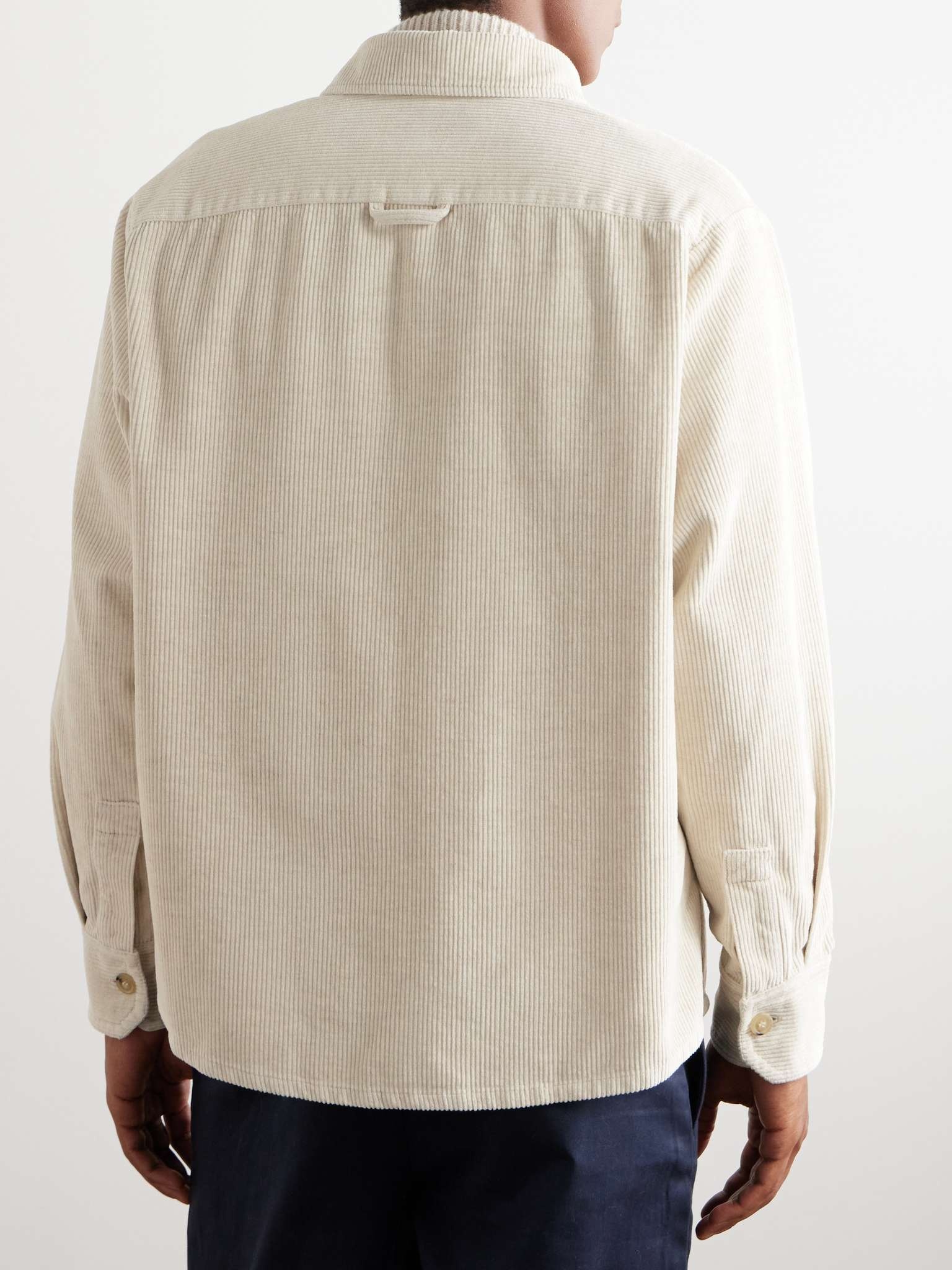 Logo-Embroidered Cotton and Linen-Blend Corduroy Overshirt - 4