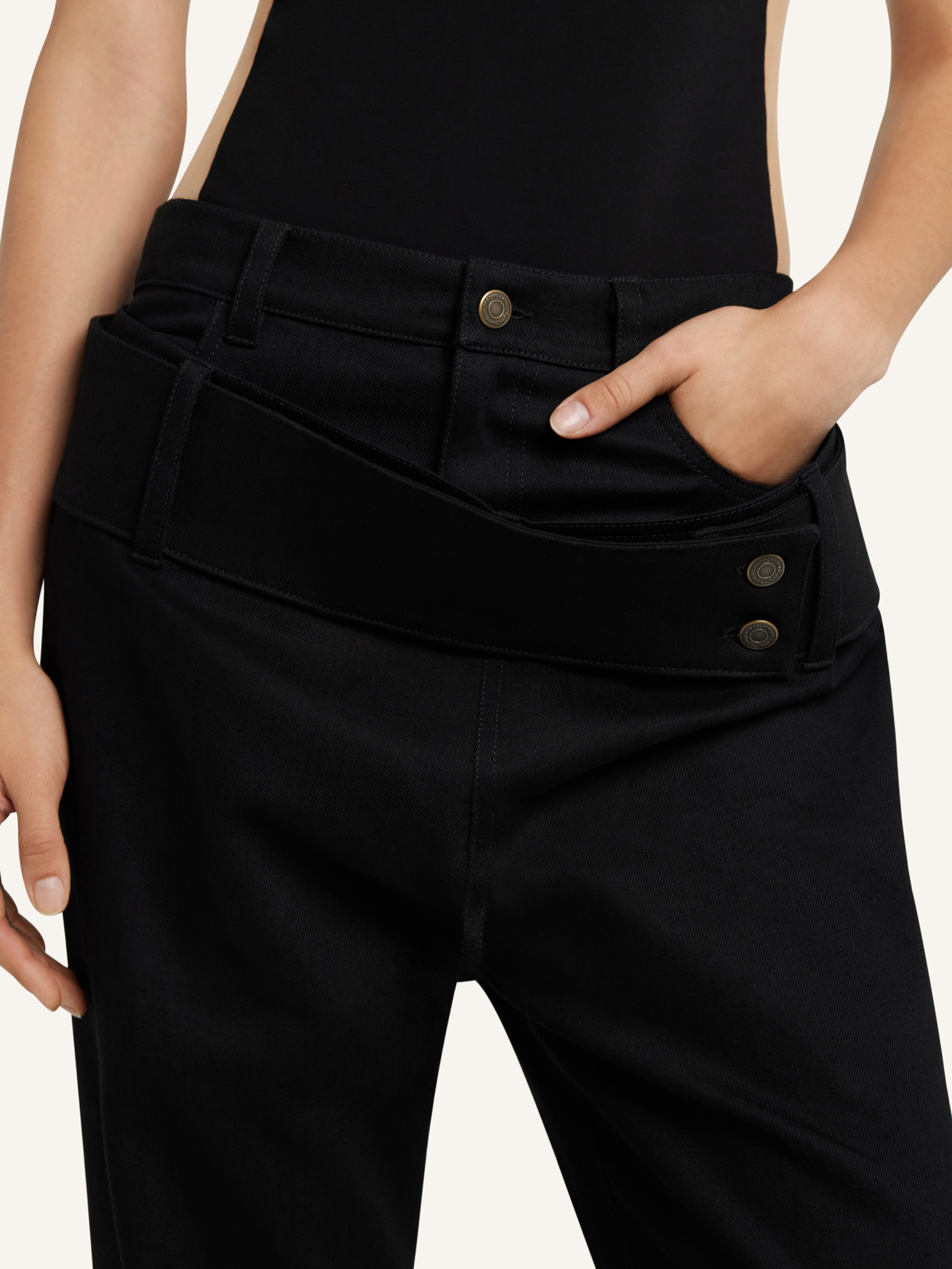 DOUBLE BELT DENIM PANTS - 5