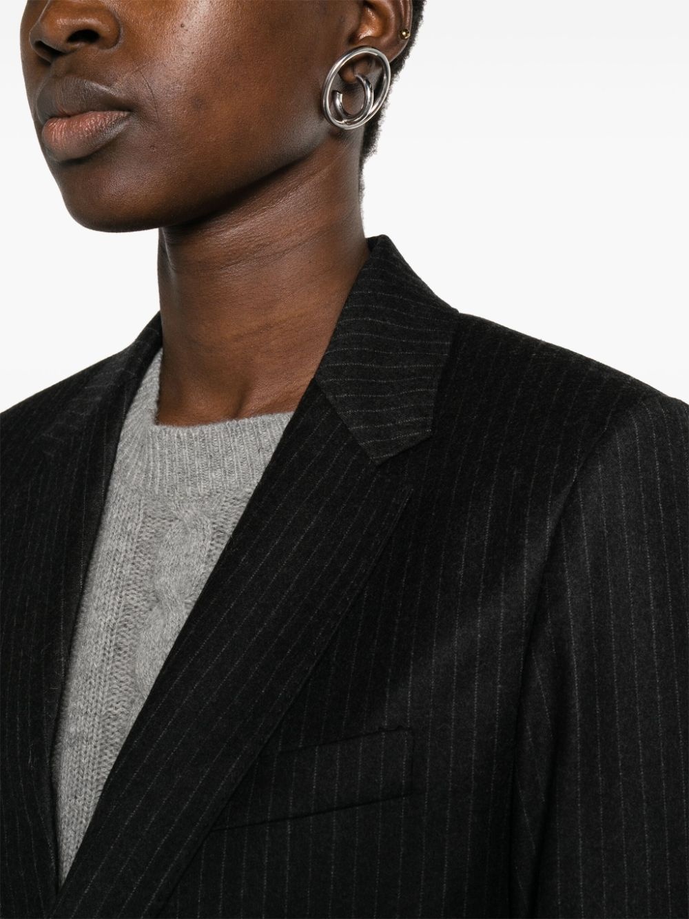 pinstripe-pattern wool blazer - 5