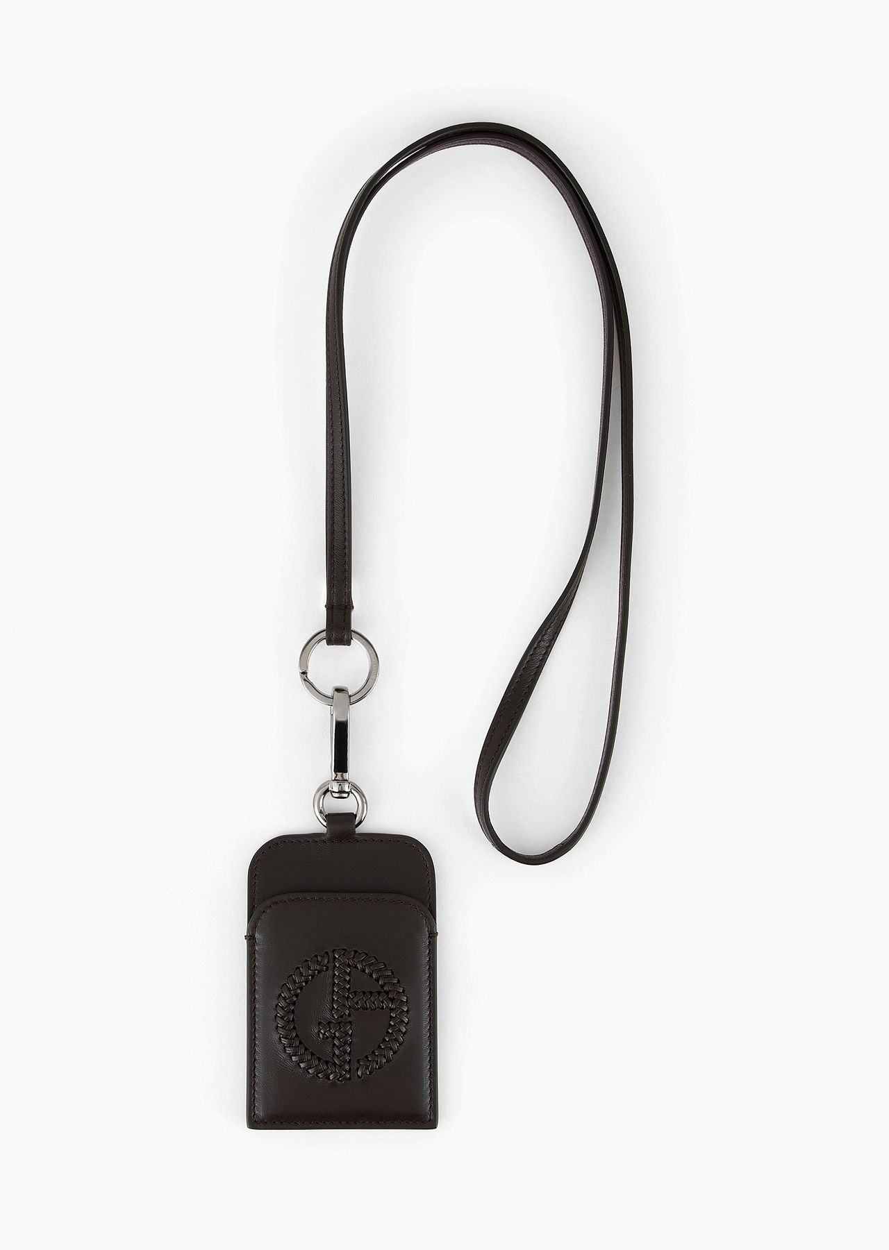 Leather badge holder with embroidered logo - 1